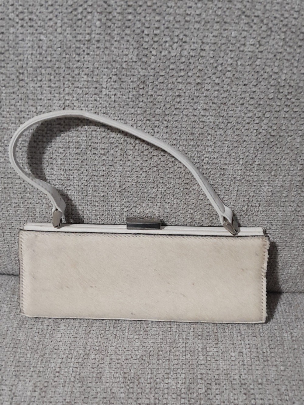 Rare Vintage Adrienne Vittadini White Rectangular Calf/horsehair Leather Clutch
